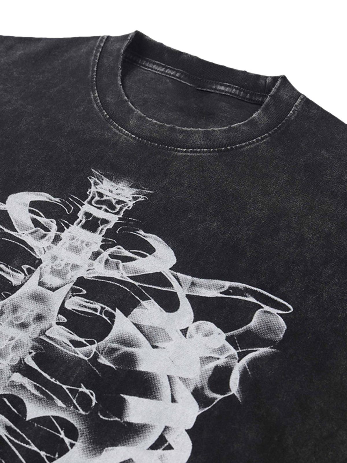 Concert Outfit Loose Retro Ribbed Print Washed T-Shirt Concert Outfit Loose Retro Ribbed Print Washed T-Shirt