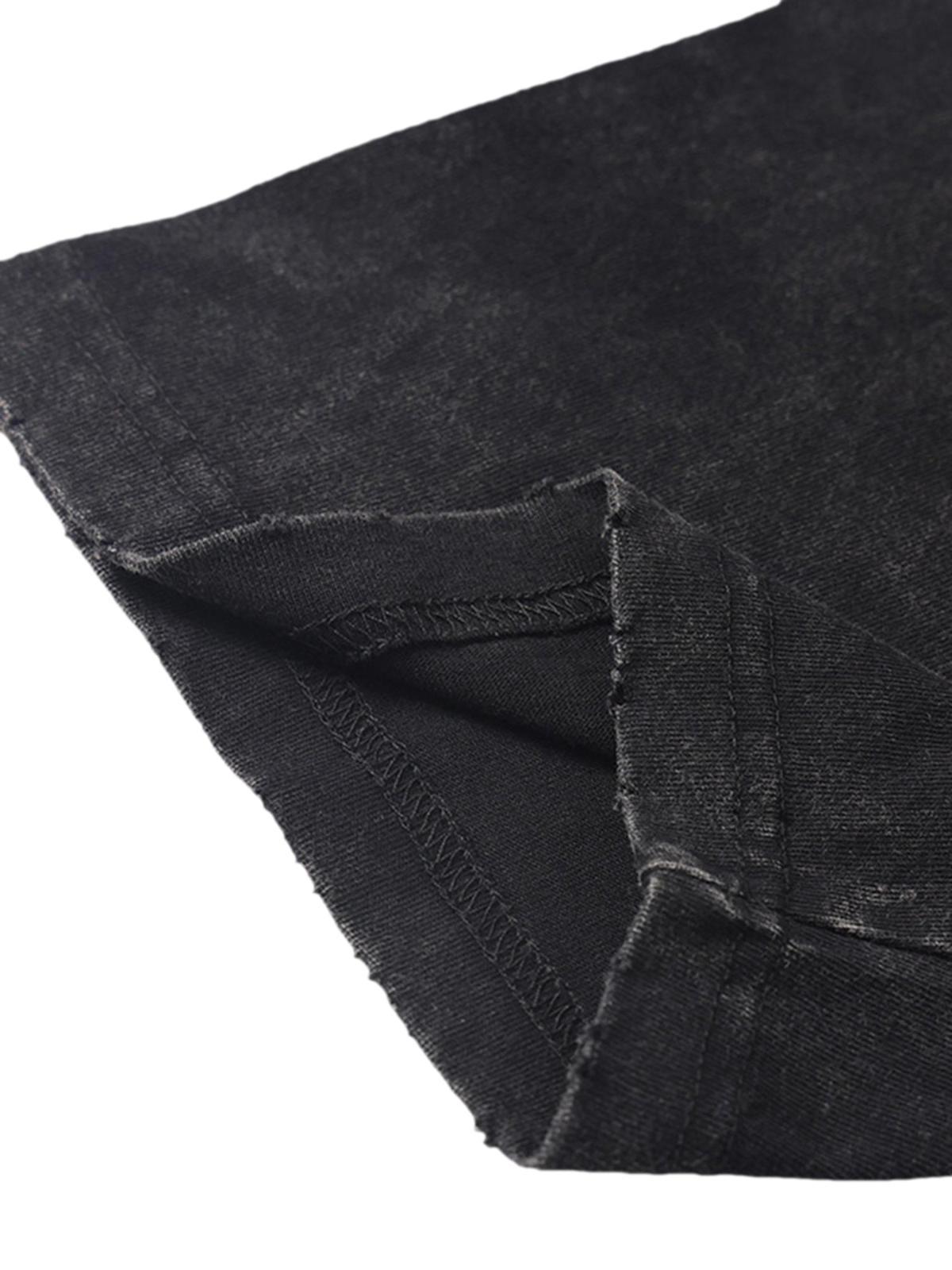 Concert Outfit Loose Retro Ribbed Print Washed T-Shirt Concert Outfit Loose Retro Ribbed Print Washed T-Shirt