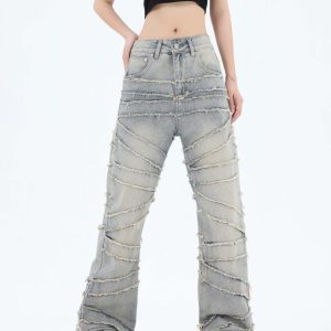 Concert Outfit Loose Wide Leg Cat Whisker Jeans