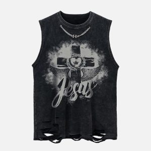 Concert Outfit Love Cross Street Rap Sleeveless Vest