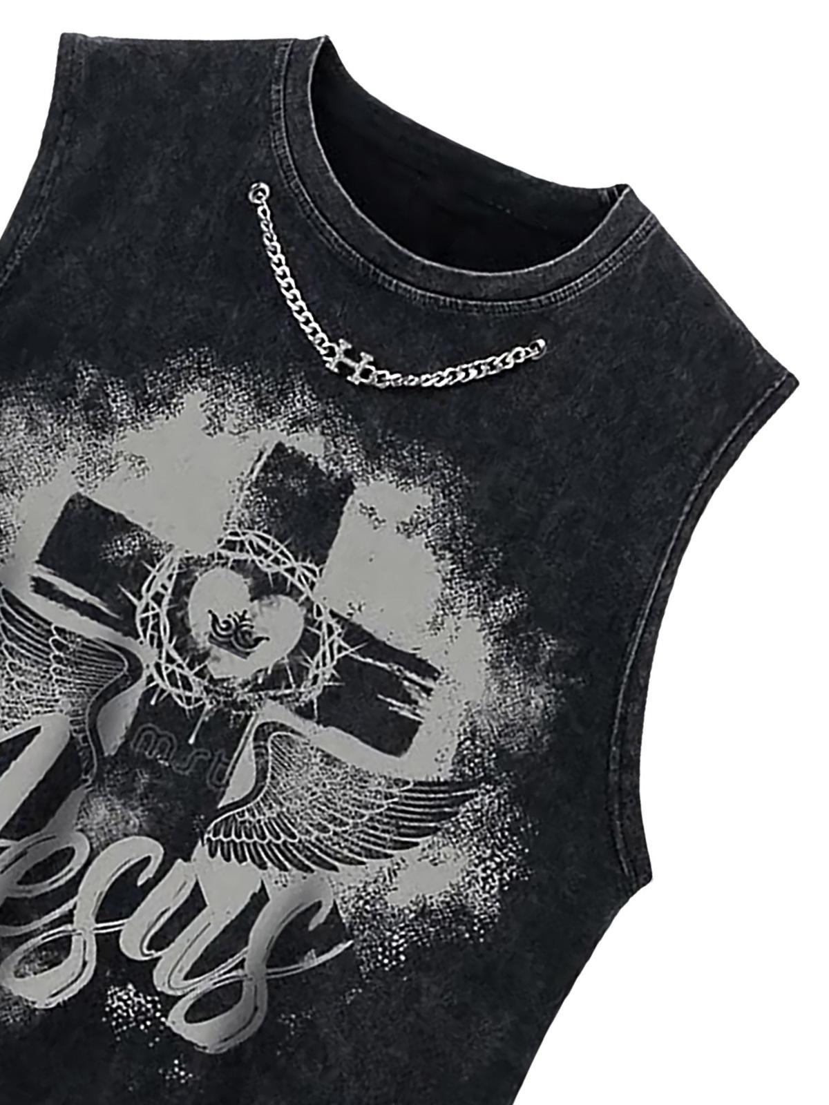 Concert Outfit Love Cross Street Rap Sleeveless Vest Concert Outfit Love Cross Street Rap Sleeveless Vest