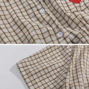 Concert Outfit Love Embroidered Plaid Tee