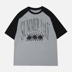 Concert Outfit Love Heart Print Patchwork Tee