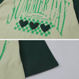 Concert Outfit Love Heart Print Patchwork Tee