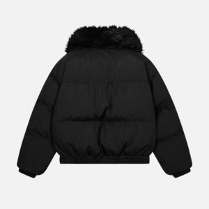 Concert Outfit Luxe Collar Puffer Coat