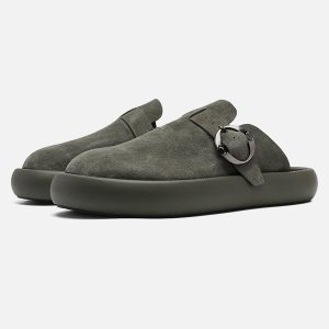 Concert Outfit Matte Suede Handmade Closed Toe Half-Slip Birkenstock Shoes