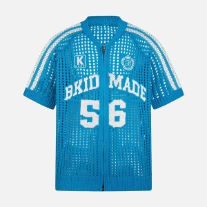 Concert Outfit Mesh Zip-Up Sports Jersey Short Sleeve Shirt