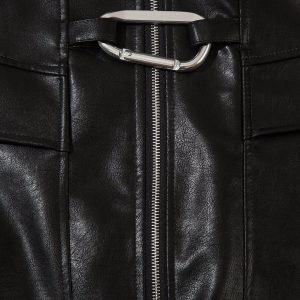 Concert Outfit Metal Buckle Faux Leather Jacket