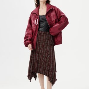 Concert Outfit Metal Buckle Faux Leather Jacket