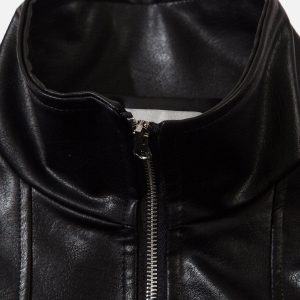 Concert Outfit Metal Buckle Faux Leather Jacket