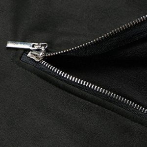 Concert Outfit Metal Button Multi Zipper Suede Fleece Sweatshirt