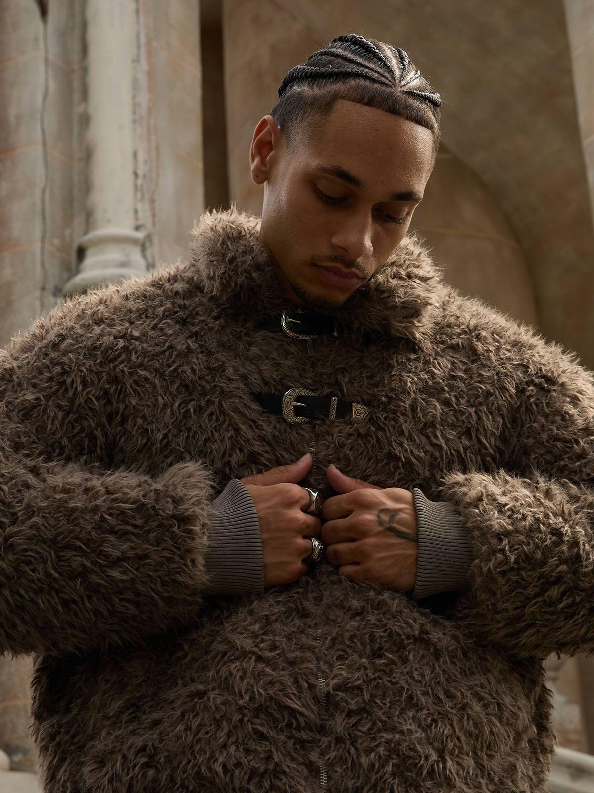 Concert Outfit Metal leather button Faux Fur Jacket Concert Outfit Metal leather button Faux Fur Jacket