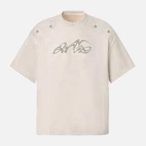 Concert Outfit Metallic Print Suede Crew Neck T-Shirt