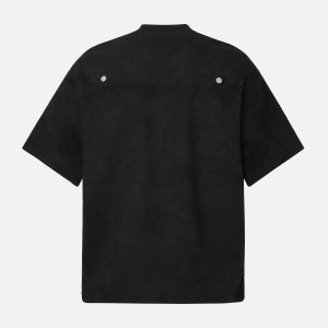 Concert Outfit Metallic Print Suede Crew Neck T-Shirt