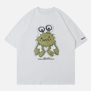 Concert Outfit Monster Embroidery Print Tee