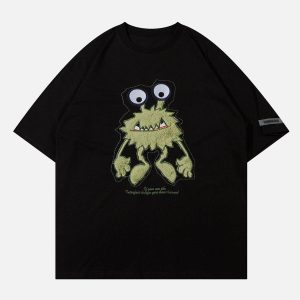 Concert Outfit Monster Embroidery Print Tee