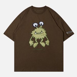 Concert Outfit Monster Embroidery Print Tee