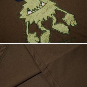 Concert Outfit Monster Embroidery Print Tee