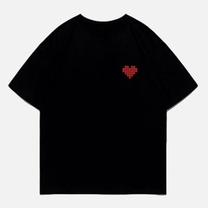 Concert Outfit Mosaic Heart Print Tee