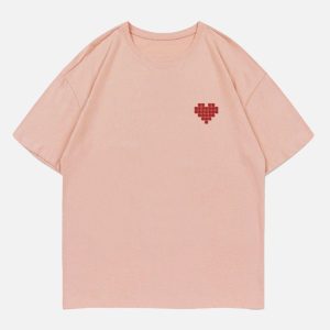 Concert Outfit Mosaic Heart Print Tee