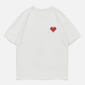 Concert Outfit Mosaic Heart Print Tee