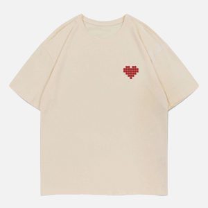 Concert Outfit Mosaic Heart Print Tee