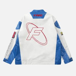 Concert Outfit Motorcycle PU Leather Stitching Racing Jacket