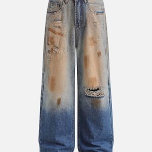 Concert Outfit Mud Dyeing Distressed Jeans