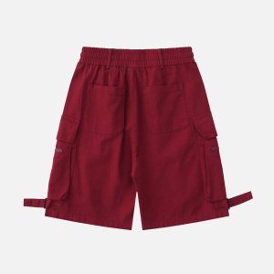 Concert Outfit Multi-Pocket Cargo Solid Drawstring Shorts