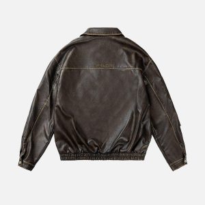 Concert Outfit Multi Pocket Faux Leather Cropped Jacket