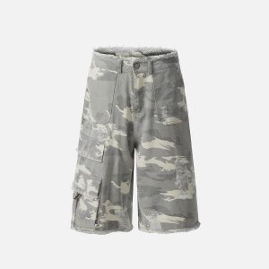 Concert Outfit Multi Pocket Fringe Longline Jorts