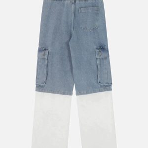 Concert Outfit Multi-Pocket Patchwork Jeans