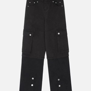 Concert Outfit Multi-Pocket Patchwork Jeans