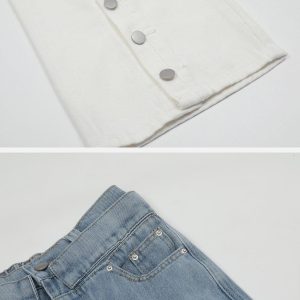 Concert Outfit Multi-Pocket Patchwork Jeans