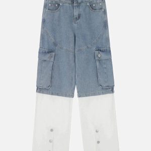 Concert Outfit Multi-Pocket Patchwork Jeans