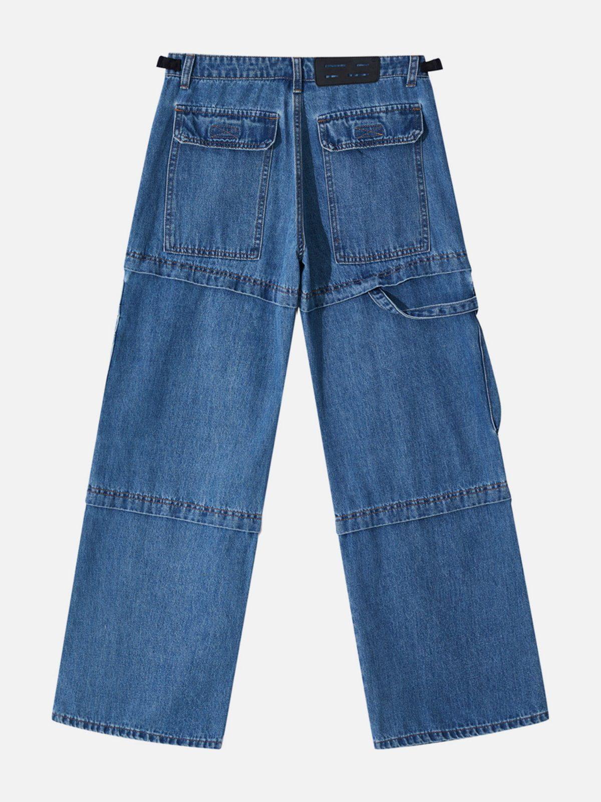 Concert Outfit Multi Pocket Patchwork Straight-Leg Jeans Concert Outfit Multi Pocket Patchwork Straight-Leg Jeans