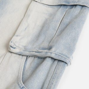 Concert Outfit Multi Pocket Washed Jeans