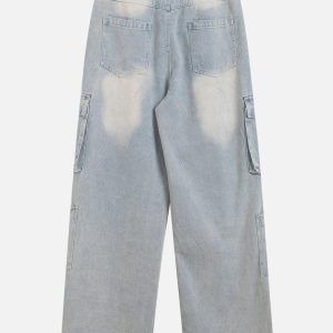 Concert Outfit Multi Pocket Washed Jeans