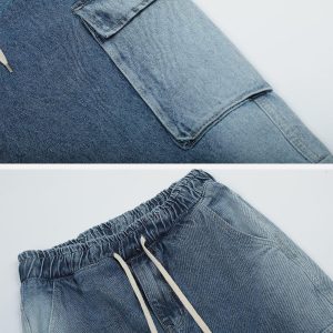 Concert Outfit Multi-Pocket Water-Washed Jeans