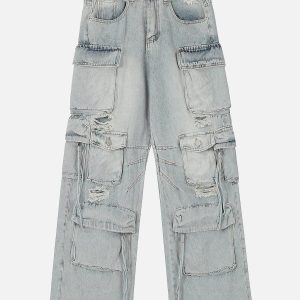 Concert Outfit Multiple Pockets Washable Jeans