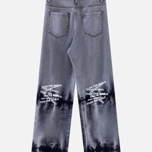 Concert Outfit Niche Design Letter Embroidered Tie-Dye Gradient Jeans