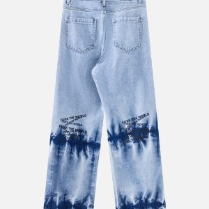 Concert Outfit Niche Design Letter Embroidered Tie-Dye Gradient Jeans