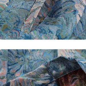 Concert Outfit Oil Painting Jacquard Flower Denim Jacket