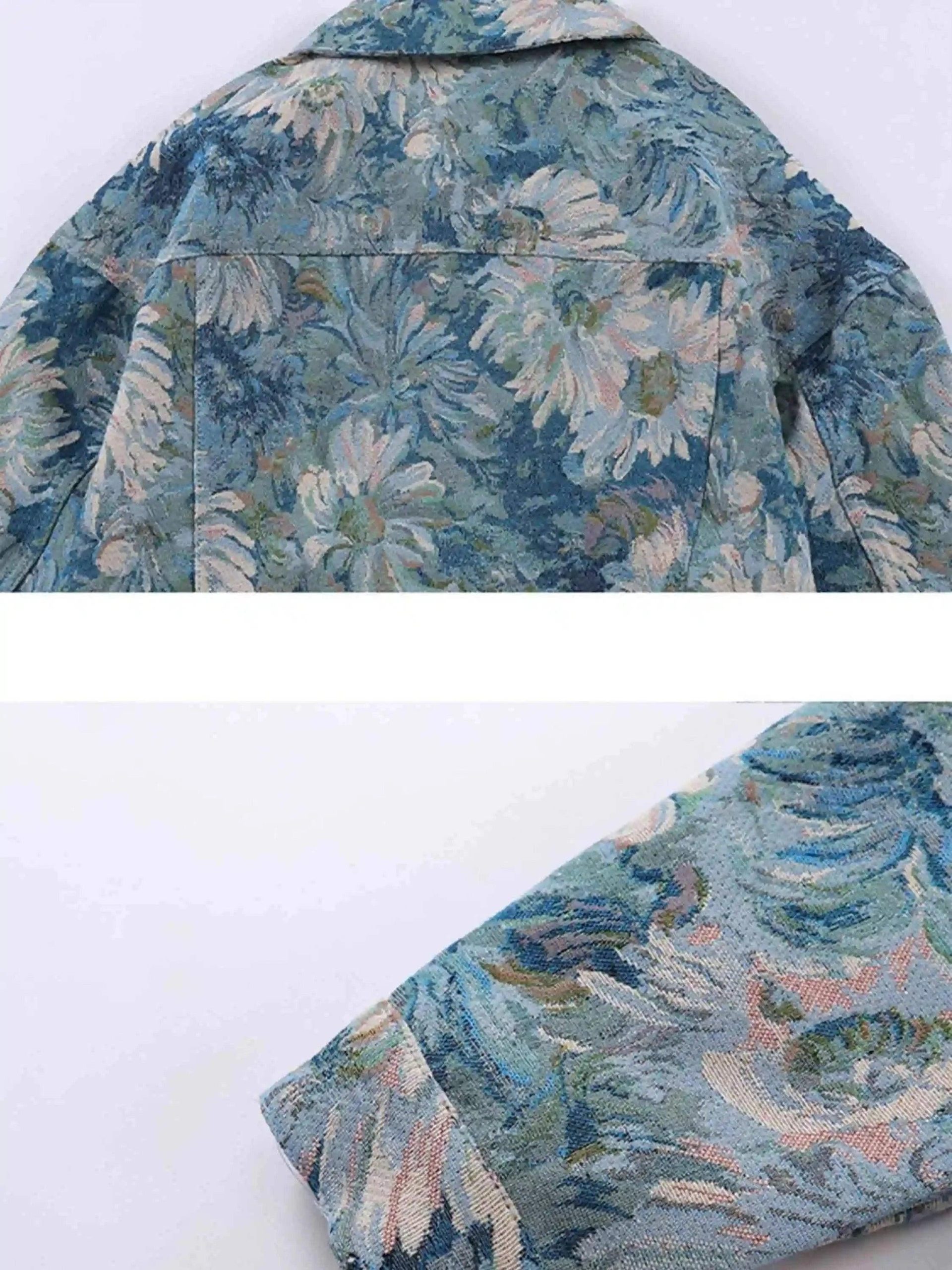 Concert Outfit Oil Painting Jacquard Flower Denim Jacket Concert Outfit Oil Painting Jacquard Flower Denim Jacket