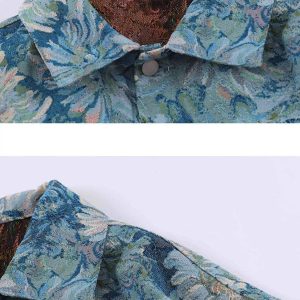 Concert Outfit Oil Painting Jacquard Flower Denim Jacket