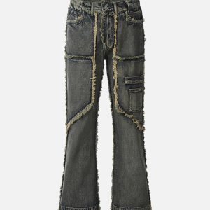 Concert Outfit Old Raw Hem Straight Leg Micro Flare Jeans