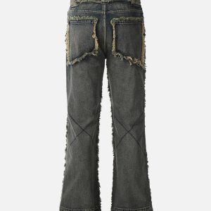 Concert Outfit Old Raw Hem Straight Leg Micro Flare Jeans
