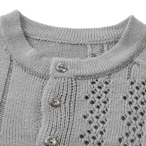 Concert Outfit Openwork Knit Short-Sleeve Sweater