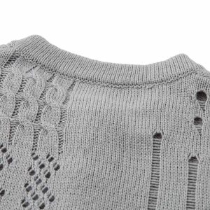 Concert Outfit Openwork Knit Short-Sleeve Sweater