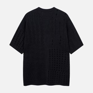 Concert Outfit Openwork Knit Short-Sleeve Sweater
